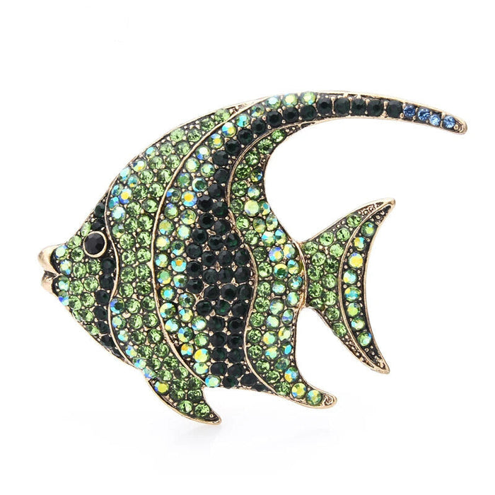 Rhinestone Fish Broochs 3 Colour Metal Flat Pin