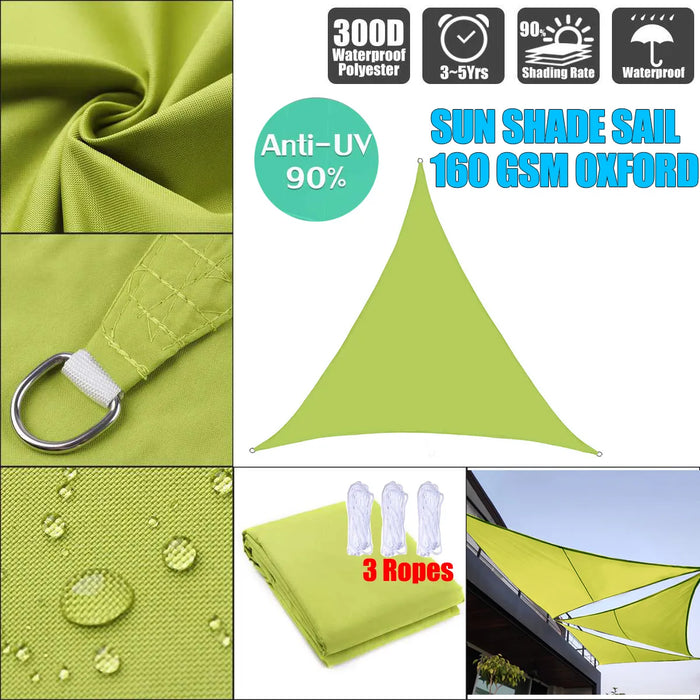 Green Regular Triangle Sunshade Outdoor Sun Shelter Waterproof Awnings Protection Outdoor Canopy