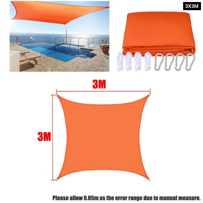 Orange All size Waterproof Sun Shade Sail Square Rectangle Triangle Garden Terrace Canopy Swim Shade Camp Hiking Yard Awnings