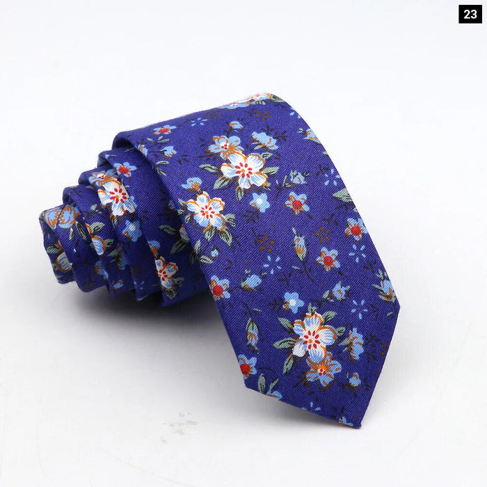 Floral Tie For Men Classic Cotton Necktie Weddings