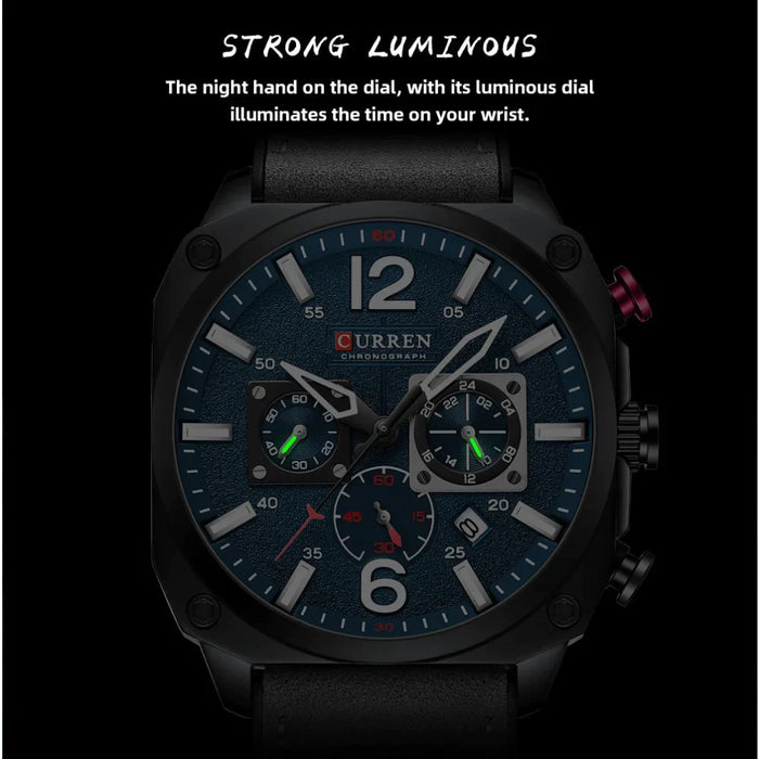 Brand Watches Business Men Chronograph And Date Wristwatches Green Male Clock With Luminous