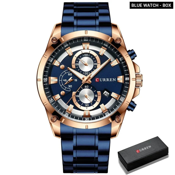 Casual Stainless Steel Chronograph Quartz Male Wristwatch