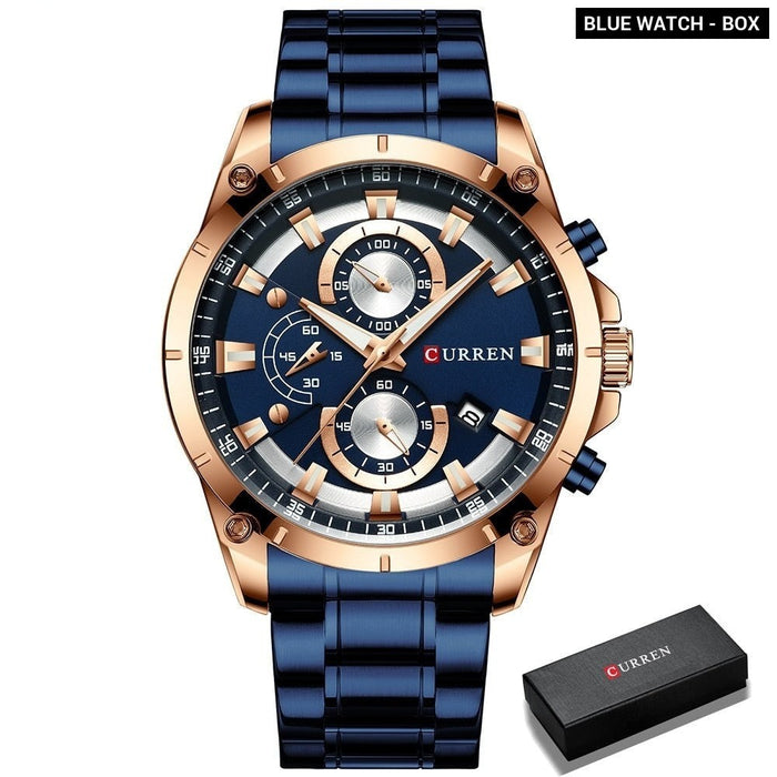 Creative Design Watches Men Luxury Casual Quartz Wristwatch with Stainless Steel Chronograph Sport Watch Male Clock