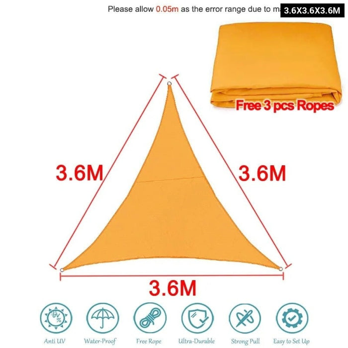 300d Triangle Shade Sail Light Orange Waterproof Polyester