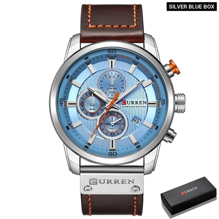 Military Sport Watches Men's Quartz Clock Leather Strap Waterproof Date Wristwatch