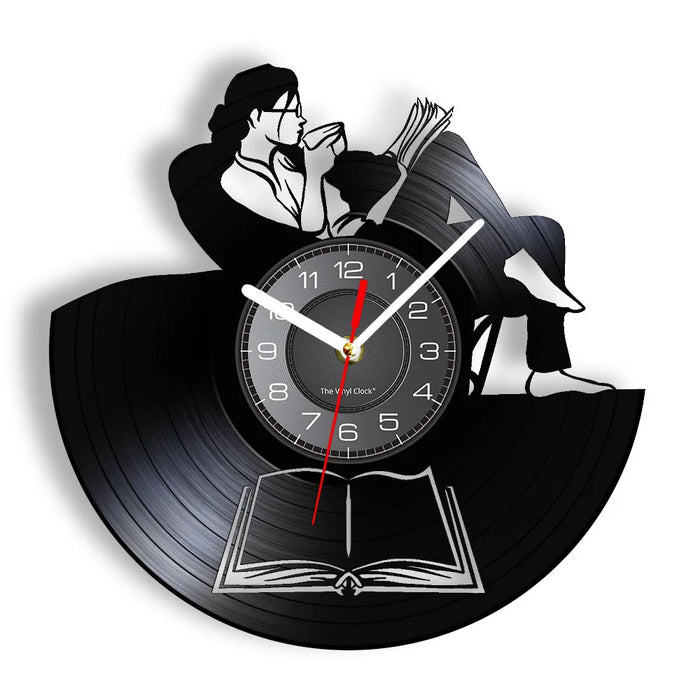 Reading Lady Vinyl Record Clock