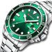 Fashion Business Mens Wristwatches Green Clock Male Quartz