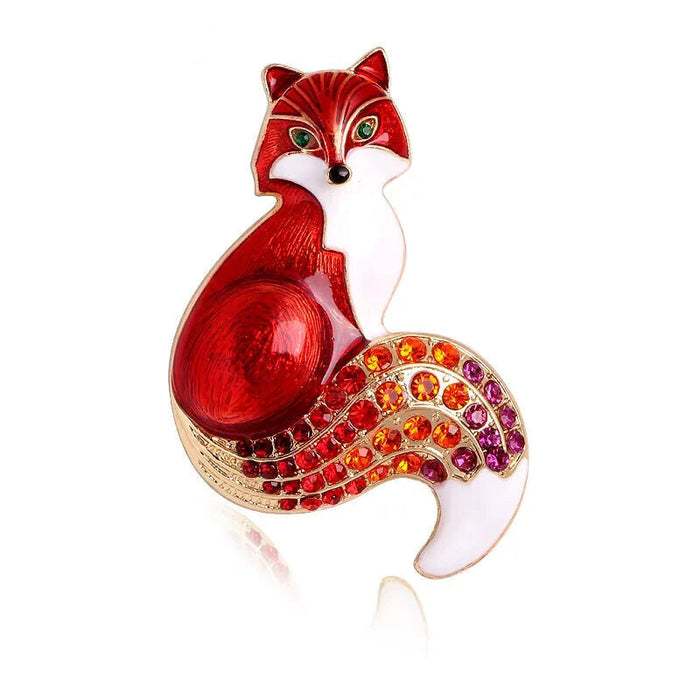 Rhinestone Enamel Fox Brooch Animal Party Causal Pin