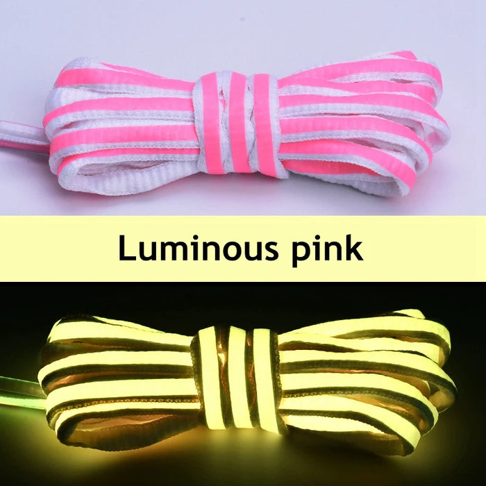 1Pair Semicircle Reflective Luminous Laser Sequin Shoe Laces 100/120/140Cm Length