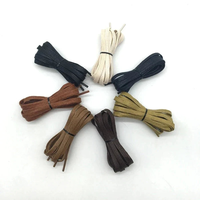 Unisex 1 Pair Waxed Leather Waterproof Flat Boots Shoe Laces Length 60 80 100 120 140 160 180Cm Length