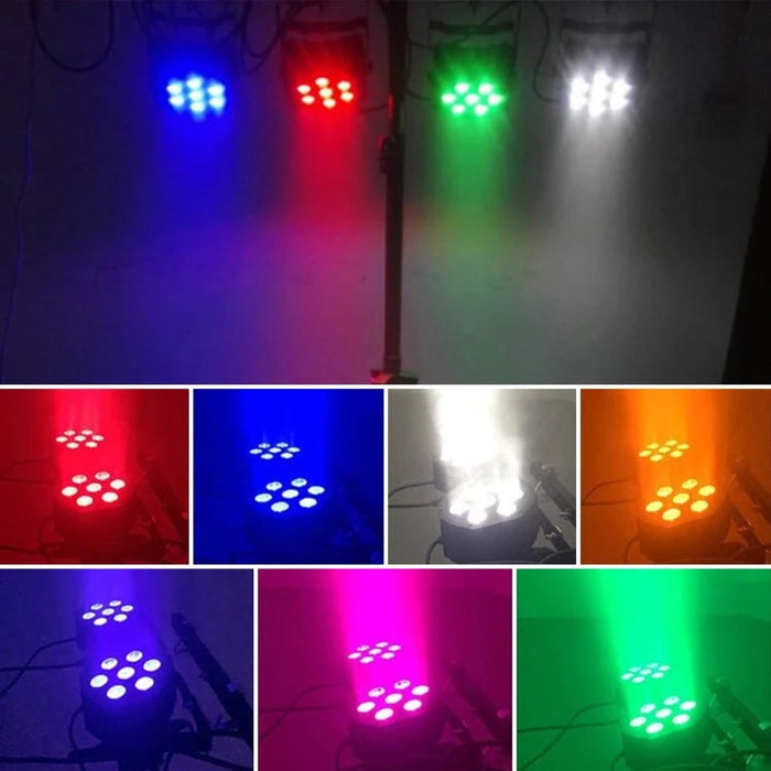 7*18W RGBWA UV 6IN1 LED DMX Par Lights DJ Disco Party Stage Lighting Effect Holiday Xmas Wedding Wash with Remote Control