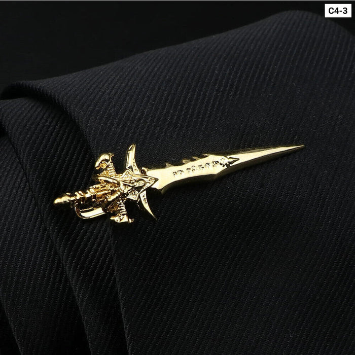 Feather Gun Tie Clip Gold Silver Mens Jewelry