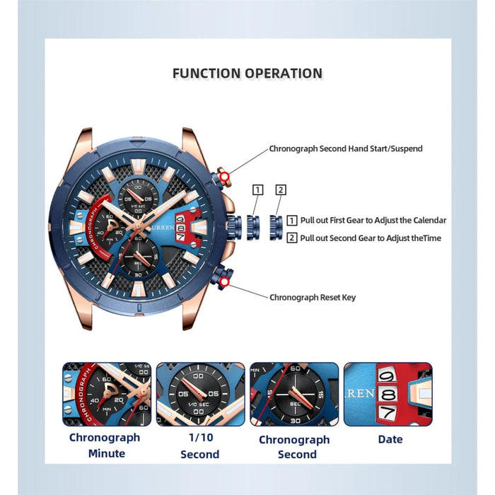 Male Casual Quartz Chronograph Watches Fashion Luminous Clock Stainless Steel Band Wristwatches For Men