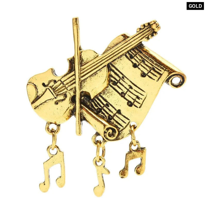 Vintage Violin Brooch Music Note Pin