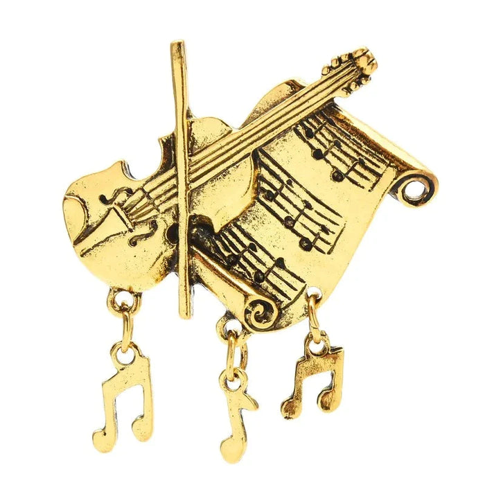 Vintage Violin Brooch Music Note Pin