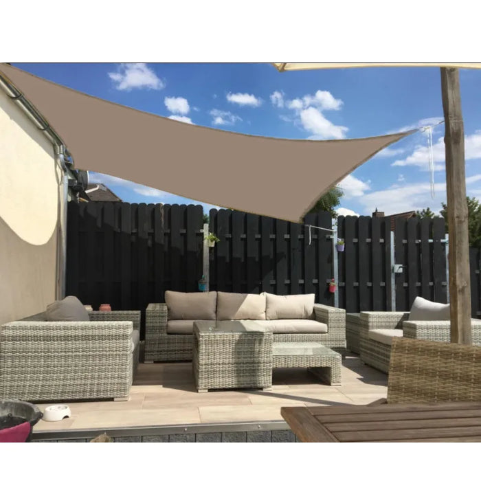 Khaki 300D Waterproof Polyester Square Rectangle Shade Sail Garden Terrace Canopy Swimming Sun Shade