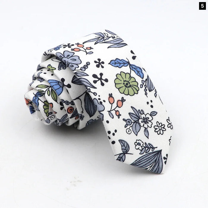 Floral Tie For Men Classic Cotton Necktie Weddings