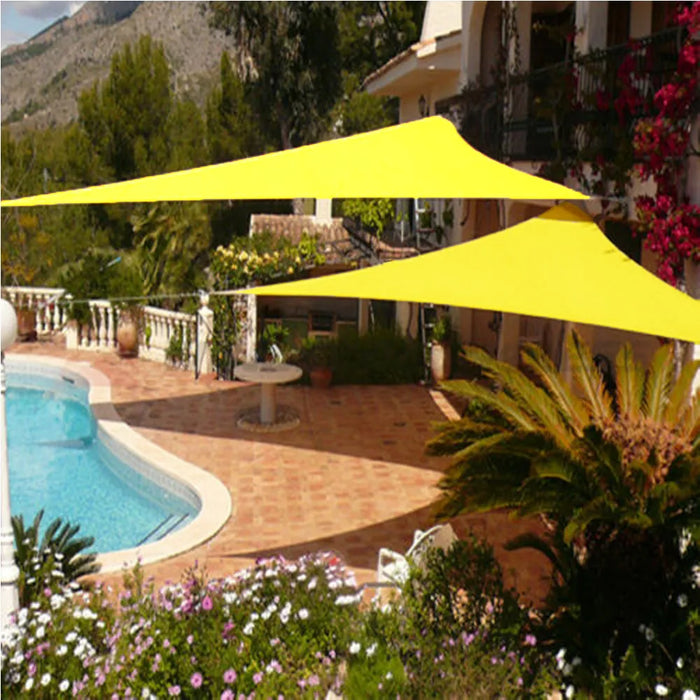 Right Triangle 300D Oxford Yellow Sun Sail Pool Cover Sunscreen Awnings For Outdoor Shade Waterproof Sail Shade