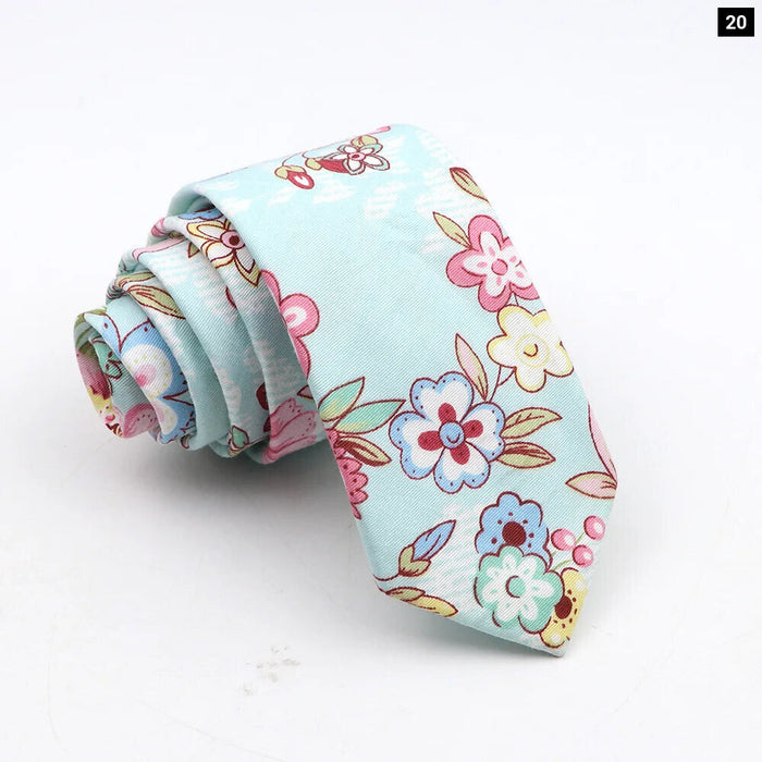 Floral Tie For Men Classic Cotton Necktie Weddings