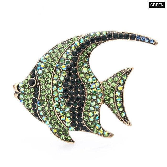 Rhinestone Fish Broochs 3 Colour Metal Flat Pin