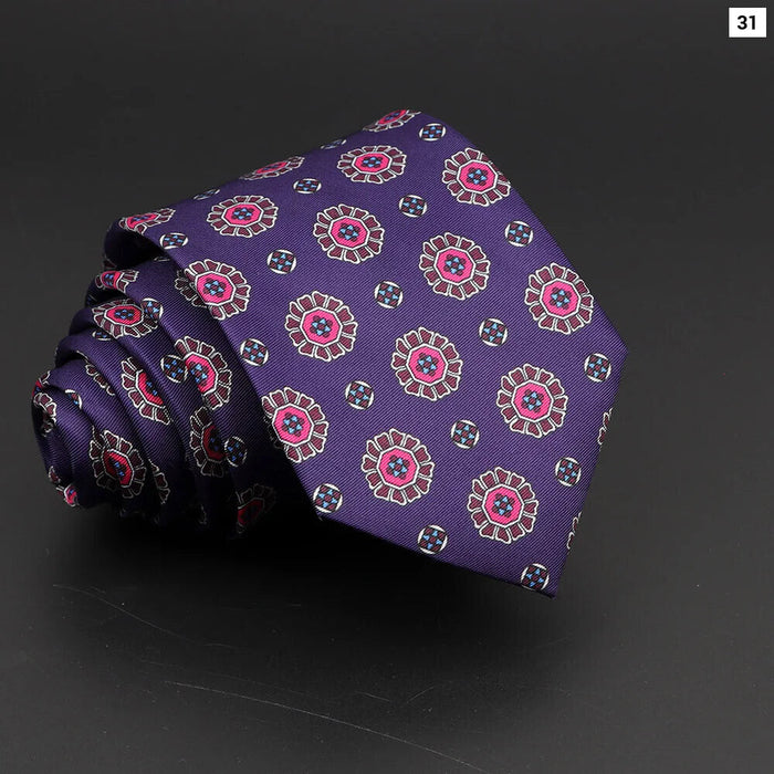 7Cm Silk Paisley Floral Necktie For Business Weddings And Daily Wear