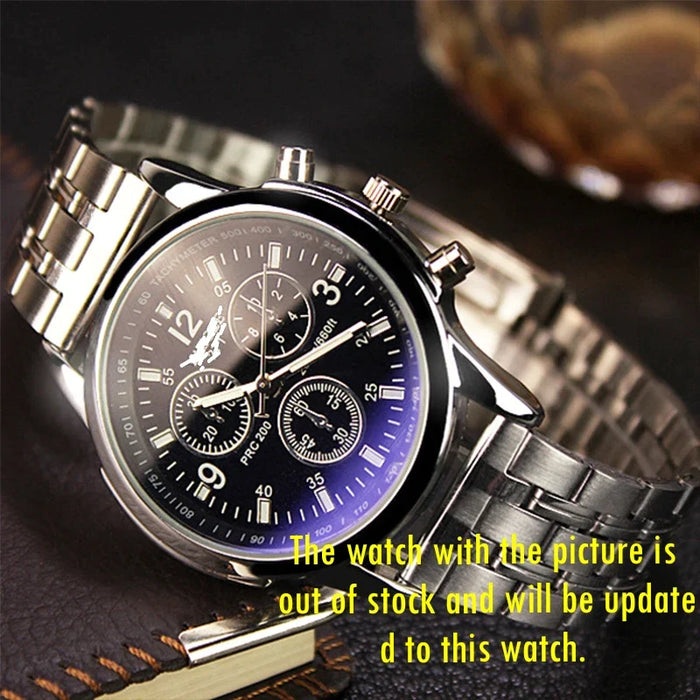 Mens Steel Band Quartz Sports Wrist Watch With Various Hand Woven Ropes Bracelet Set