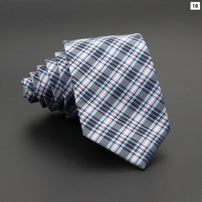 Classic Plaid Neck Tie Jacquard Woven Polyester Wedding