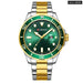 Fashion Business Mens Wristwatches Green Clock Male Quartz