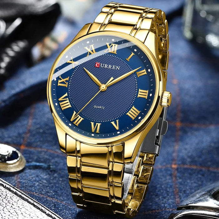 Classic Casual Watch For Men With Stainless Steel Band Quartz Wristwatches With Rome Numbers For Business Man