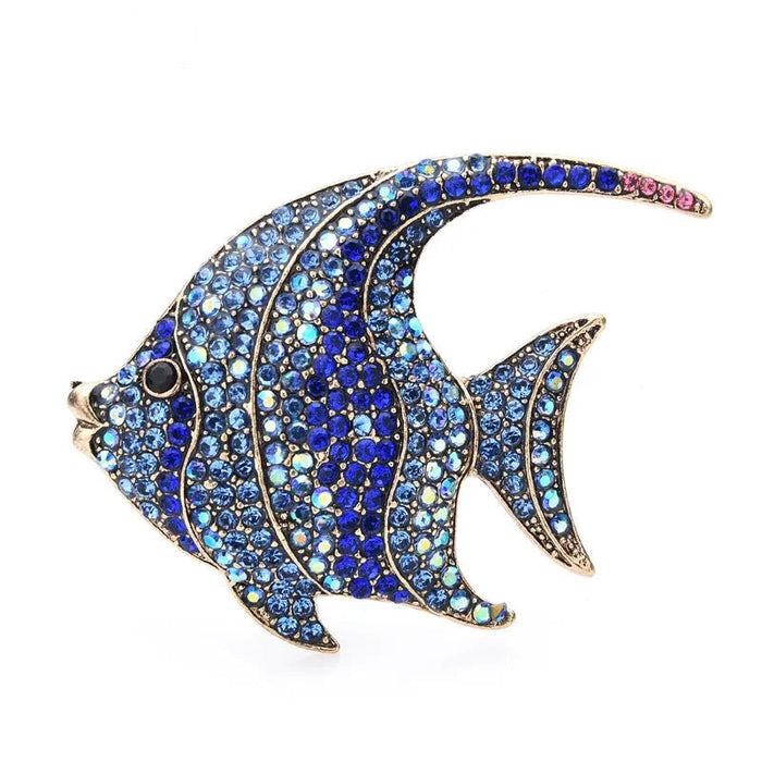 Rhinestone Fish Broochs 3 Colour Metal Flat Pin