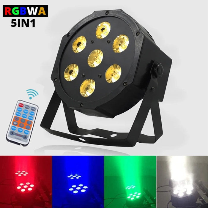 7*18W RGBWA UV 6IN1 LED DMX Par Lights DJ Disco Party Stage Lighting Effect Holiday Xmas Wedding Wash with Remote Control