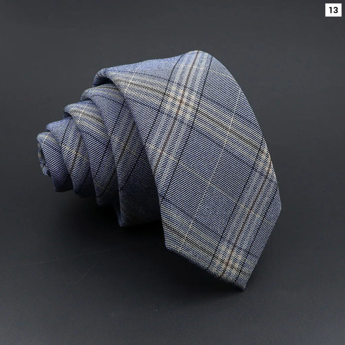 Handmade 6cm Mens Ties Classic Slim Striped Plaid Black