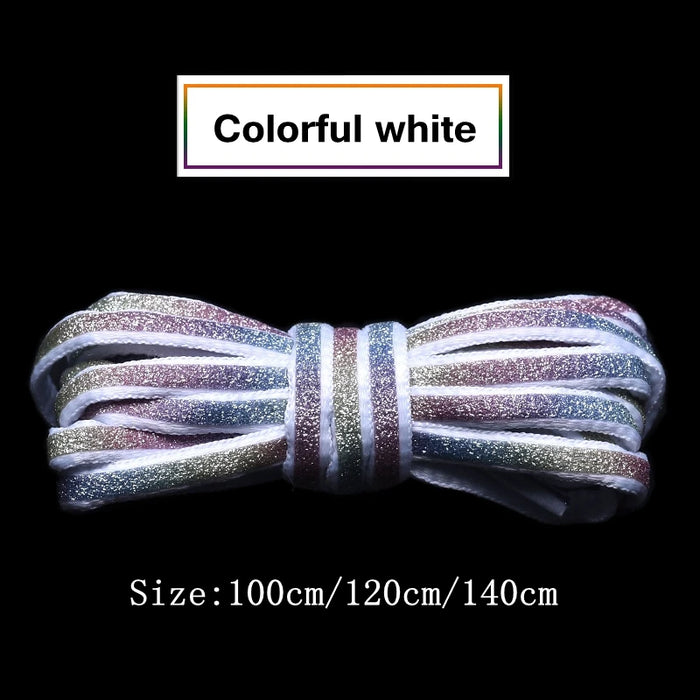 1Pair Semicircle Reflective Luminous Laser Sequin Shoe Laces 100/120/140Cm Length