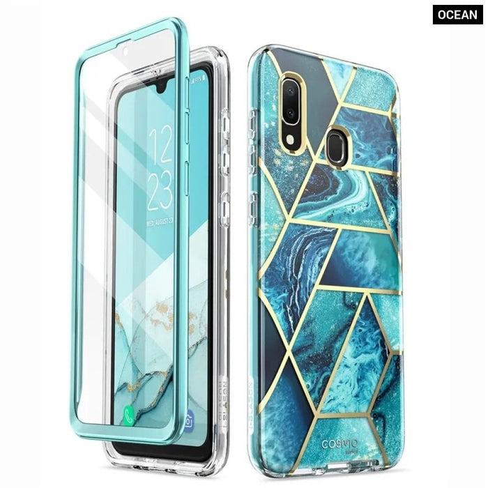 Full-Body Glitter Marble Bumper Case with Built-in Screen Protector For Samsung Galaxy A20/A30 (2019)