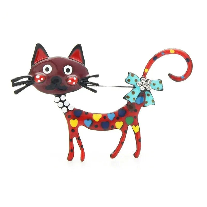 Cat Brooches 2 Colour Enamel Animal Pins