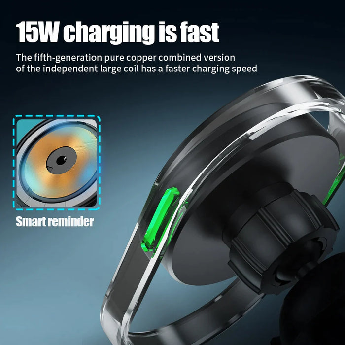 15w Qi Phone Holder Magnetic Wireless Car Charging Pad