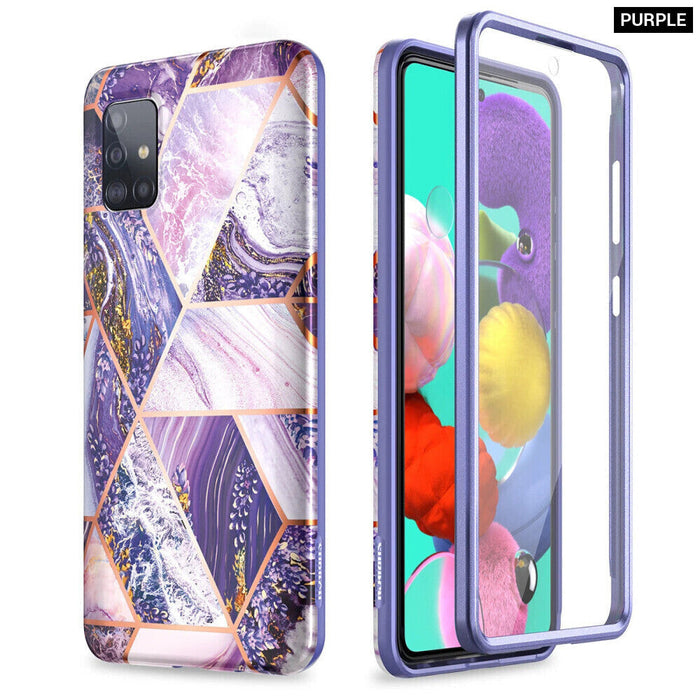 Marble Geometric Phone Case For Samsung Galaxy S20 S9 S10 Plus S10E Note 9 10 A50 A51 Built In Film