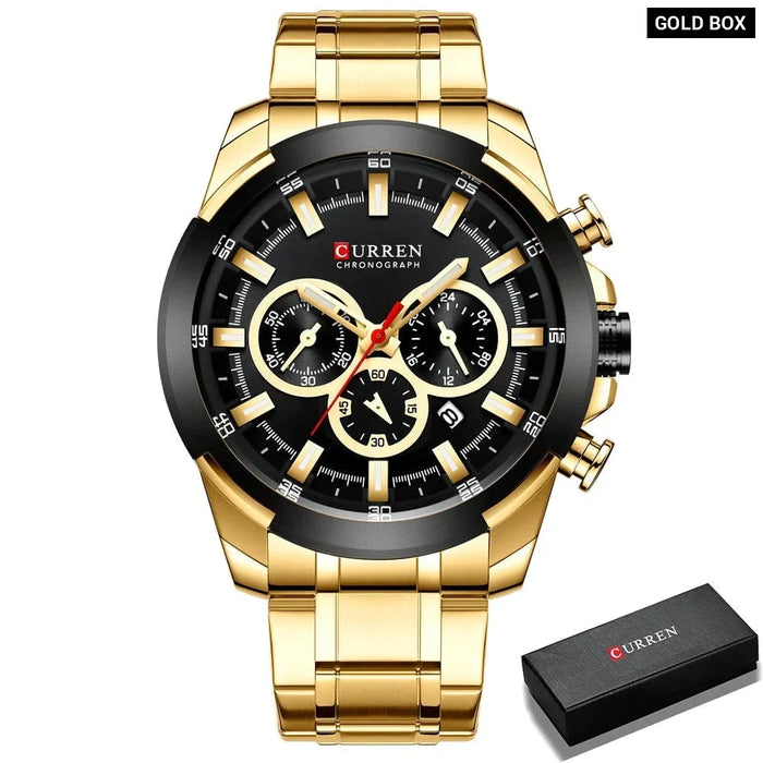 Casual Sporty Wristwatches Stainless Steel Band Chronograph Clock Men'S Watches Original Quartz Clock Male