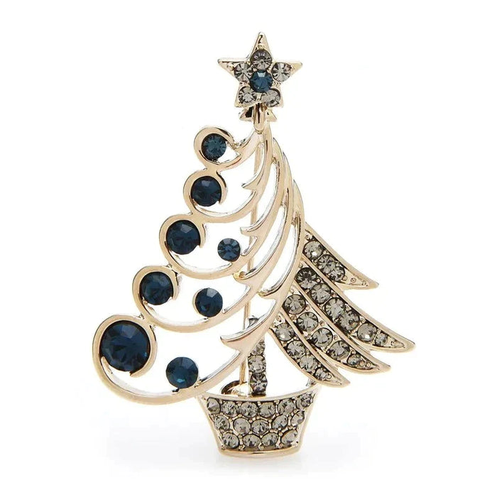 Rhinestone Christmas Tree Brooch 2 Colour