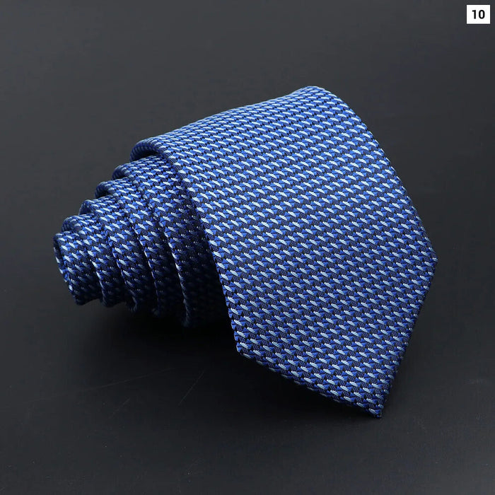 Classic Mens Tie Business Solid Colour Stripe Plaid Dots 7Cm Jacquard Wedding Daily Wear Cravat Gift