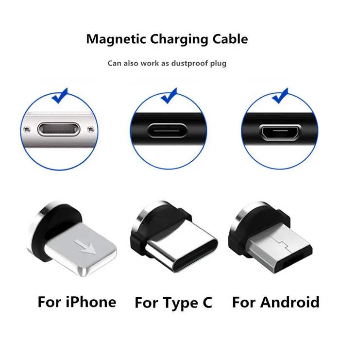 3 Magnetic Plug Charging Tips For Iphone Xiaomi Huawei