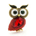 Crystal Owl Brooch Blue Red