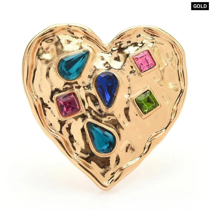 Heart Broochs Rhinestone Red Heart Badge Pin