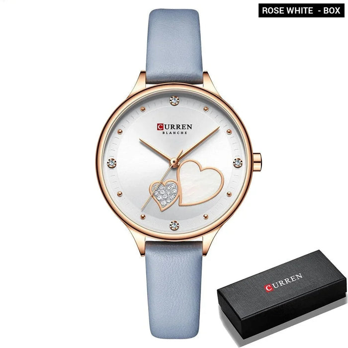 Elegant Leather Quartz Wristwatch With Rhinestone Watches For Female