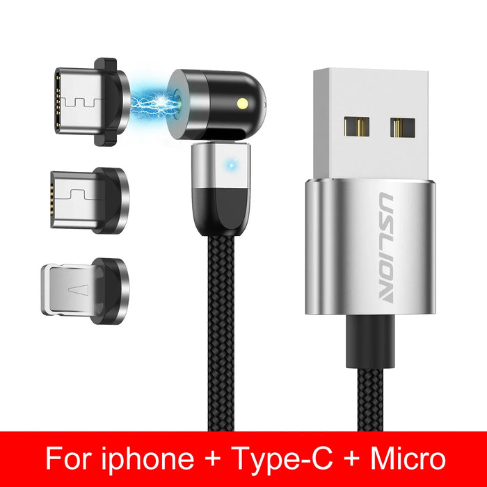 360 180 Rotating Magnetic Usb Fast Charging Cable Type C/Micro Usb