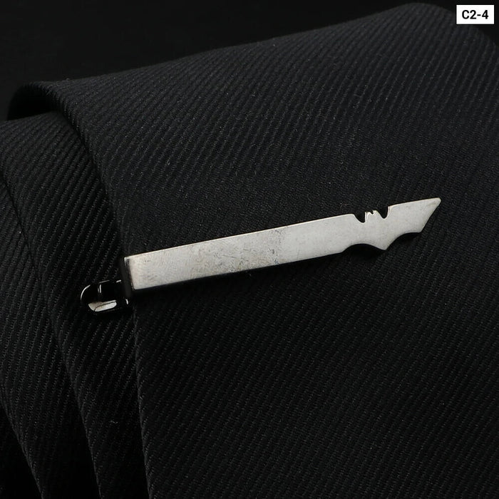 Feather Gun Tie Clip Gold Silver Mens Jewelry