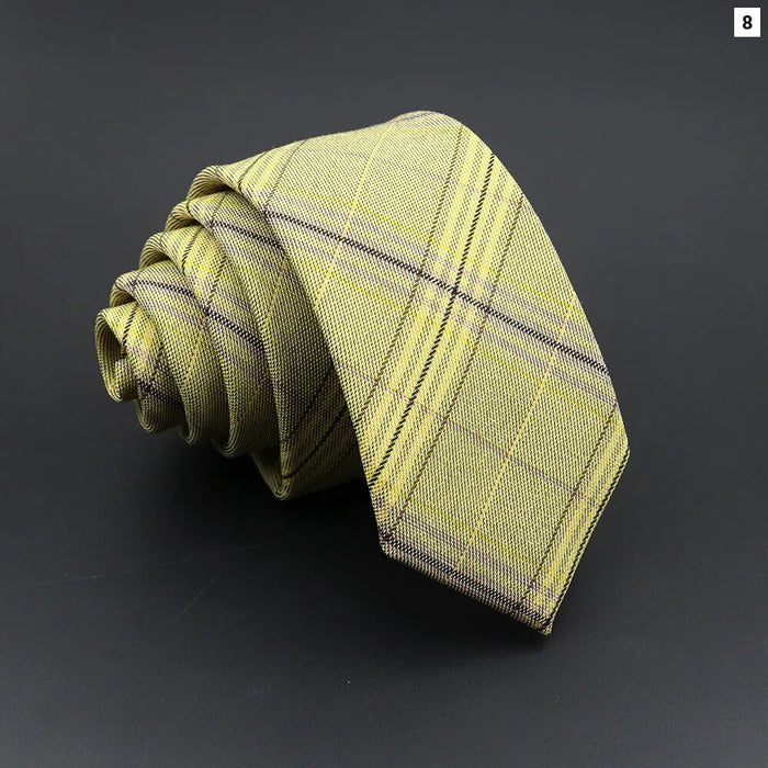 Handmade 6cm Mens Ties Classic Slim Striped Plaid Black