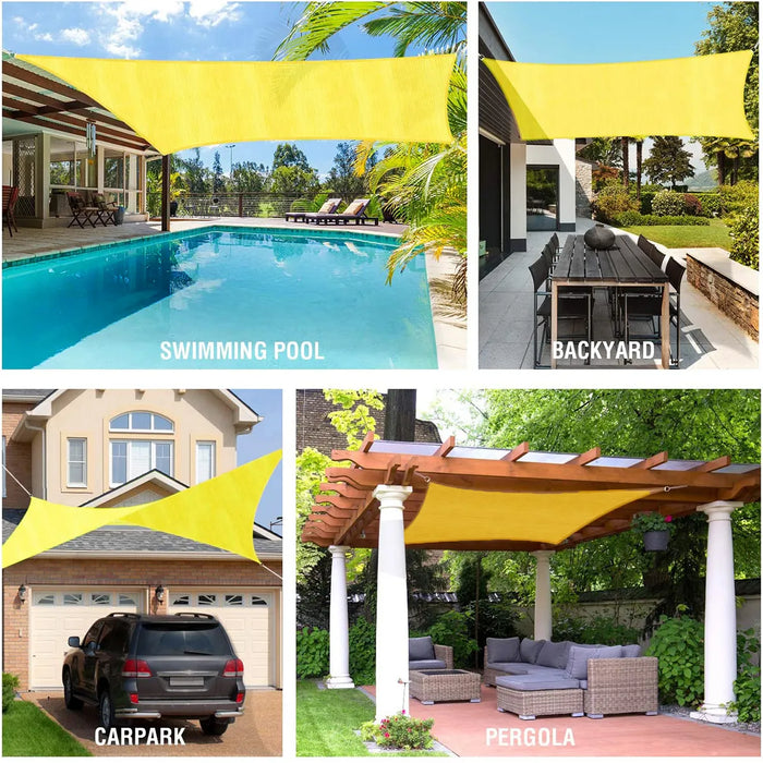 300D Yellow Waterproof Shade Sail Square Rectangle Sunshade Garden Terrace Canopy Swimming Sun Shade