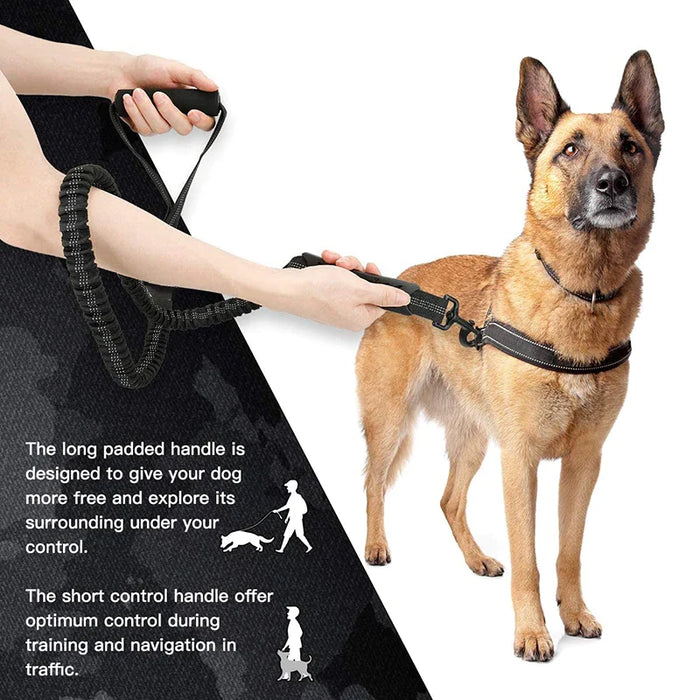 Elastic Bungee Dog Leash Lead Heavy Duty Ergonomic Padded Handle Reflective Pet Leash