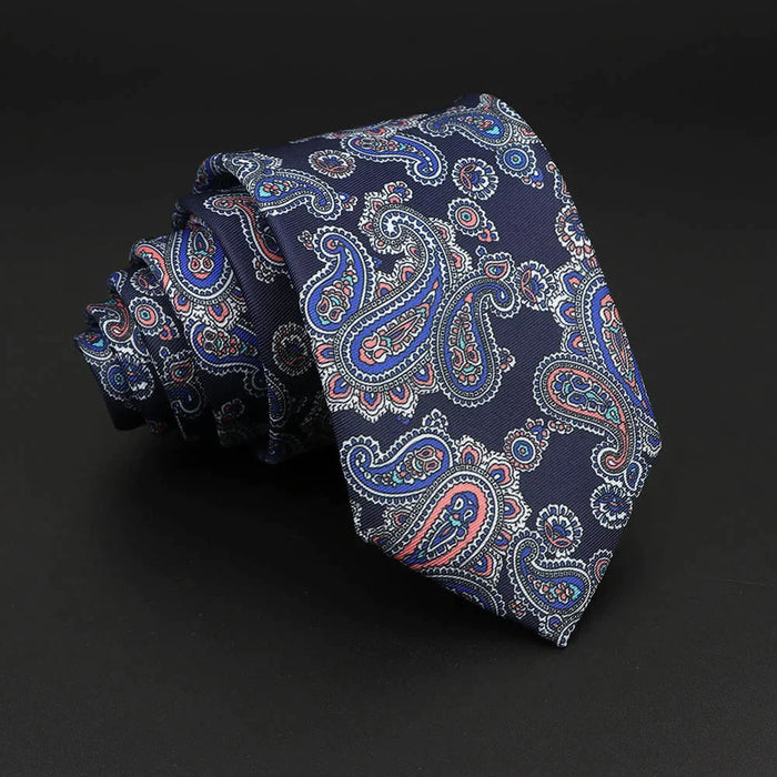 7Cm Silk Paisley Floral Necktie For Business Weddings And Daily Wear